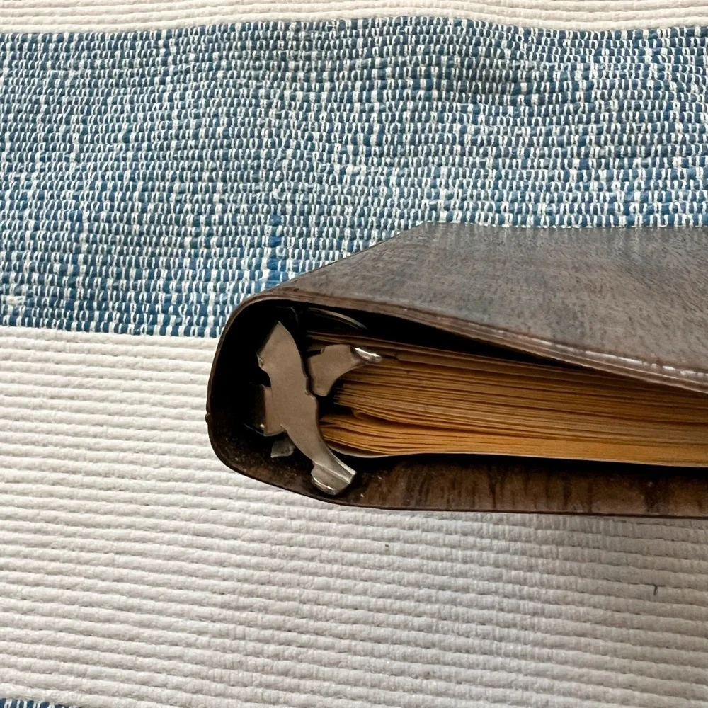 Vintage 70’s mini‎ vinyl brown address binder book Filofax planner